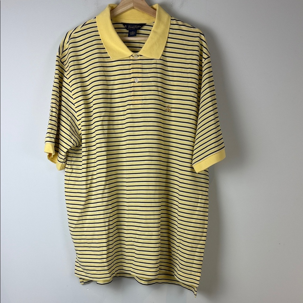 Brooks Brothers Yellow and Black Striped Polo Shirt Size XXL
